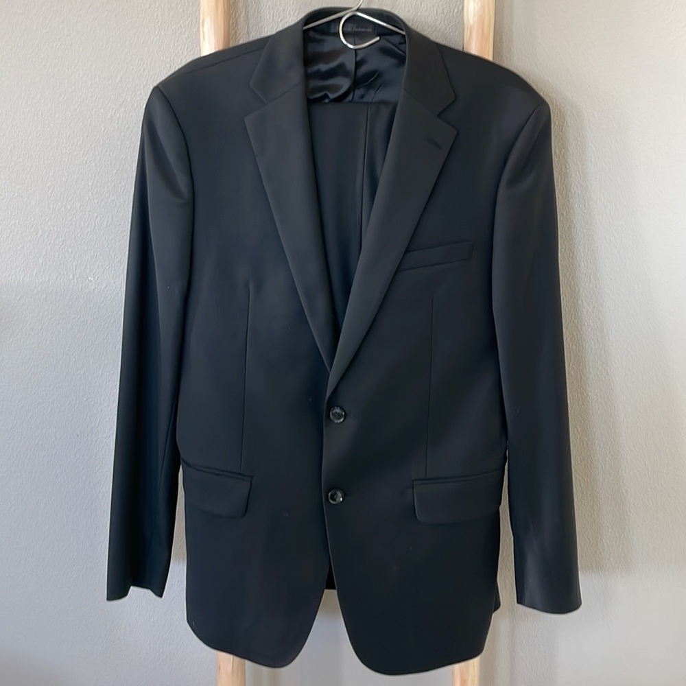 Calvin Klein | Slim-fit Stretch 2 Piece Black Suit SZ 42R W32/32 - Picture 4 of 15